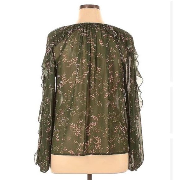 SLATE & WILLOW, Long sleeve floral green blouse - Picture 3 of 14